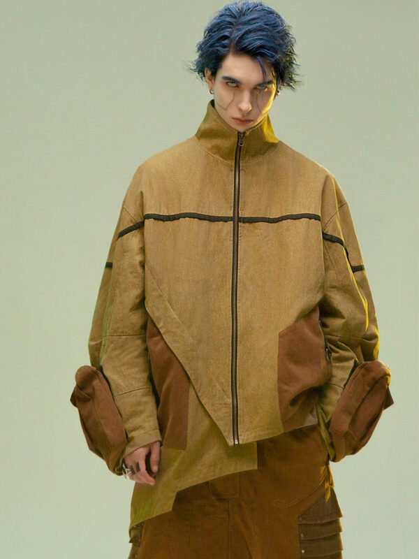 Asymmetric Medium And Long Sandstone Wind Coat - Image 2