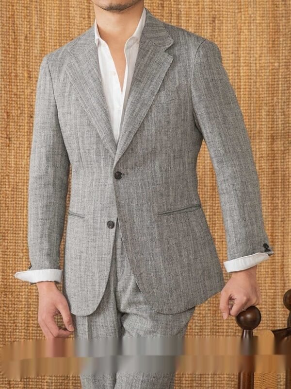 Thin Cotton And Linen Gentry With Half Lining Italian Casual Suit - Image 2