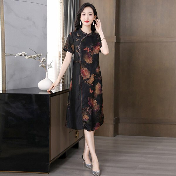 Xiang Yun Satin Improved Cheongsam Silk Mulberry Silk Western Style Women's Clothing - Image 4