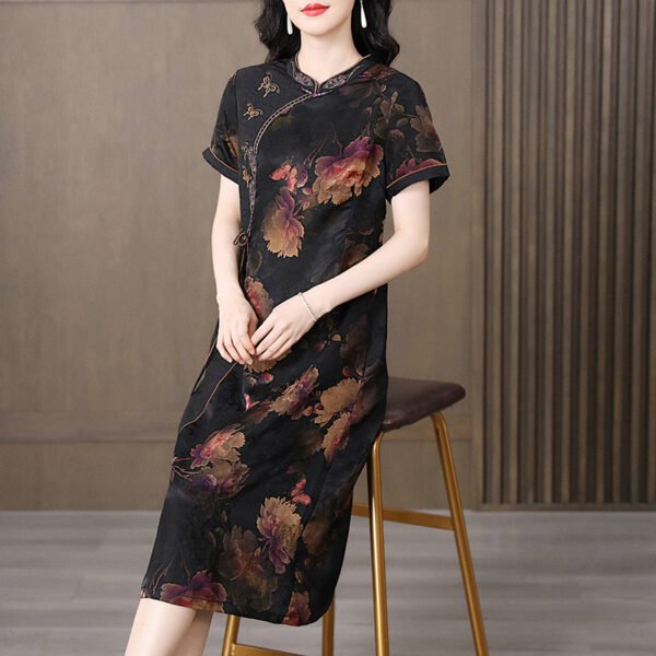 Xiang Yun Satin Improved Cheongsam Silk Mulberry Silk Western Style Women's Clothing - Image 5